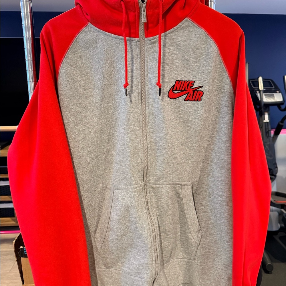Nike Air Red and Gray Zip-Up Hoodie